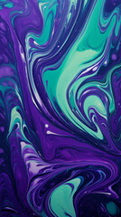 Emerald and Amethyst Swirls on Dark Canvas