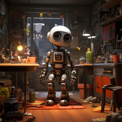 Fototapeta premium living room interior with a robot