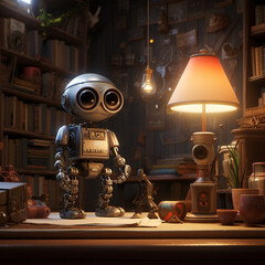 Fototapeta premium living room interior with a robot