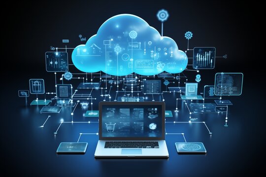 Conceptual image with cloud computing and devices