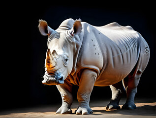 Wild powerul portrait of rhino