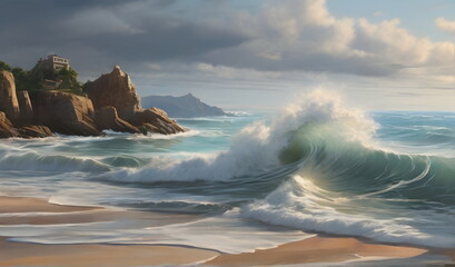 Sea waves crashing at the beach