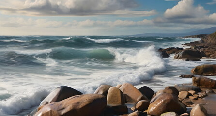 Sea waves crashing at the beach