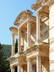 A Close-up of a Portion of the Reconstructed Front Entrance to the Library at Ephesus, Greece - 712779683