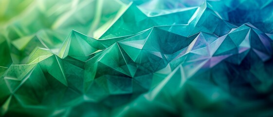 Futuristic background design of an Elegant Polygonal Interface, Emerald Green to Classic Blue Transition with Transparent Triangles background, can be used for website design app design.
