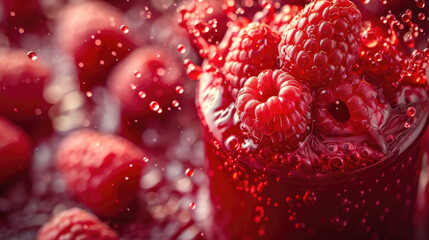 fresh raspberries juice commercial banner background 
