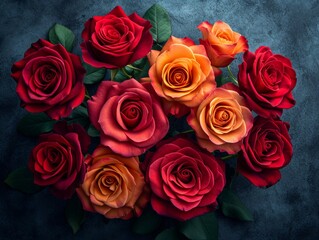Obraz premium Beautiful vibrant red roses for a Valentine's Day or anniversary backdrop. 