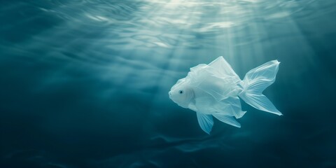 Plastic Fish Illusion: Environmental Awareness Conceptual Wallpaper