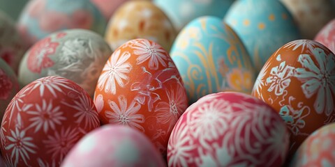 Fototapeta na wymiar Handcrafted Easter Eggs - Macro Photography Background for Spring Festivities Wallpaper