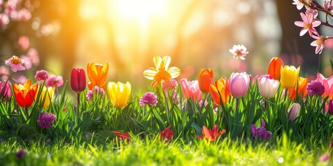 Springtime Splendor: Floral and Easter Egg Motif Wallpaper Art