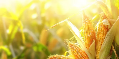  Sunny Cornfield Aesthetic: Golden and White Ears of Corn Against a Bright Sky - Wallpaper Background © Vasilya
