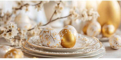 Elegant Golden Royal Easter: White and Gold Aesthetic Background Wallpaper