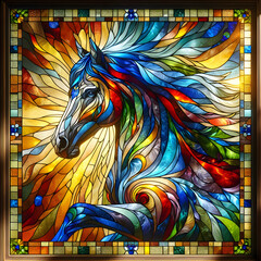 Stained glass horse