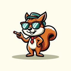 cool squirrel mascot wear a glass. smoking squirrel mascot wear a hat and glass © MarissaAyang
