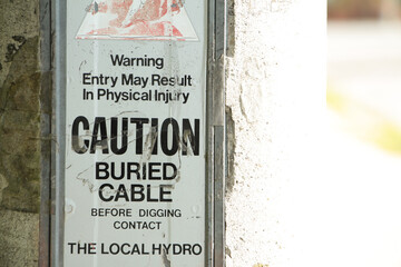warning entry may result in physical injury caution buried cable before digging contact the local...