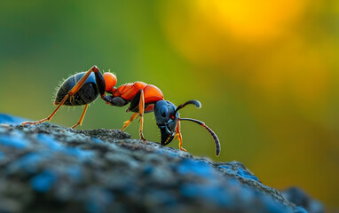 red ant on the rock