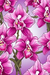 Orchid cartoon illustration of a pattern with one break in the pattern