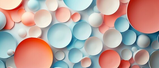 Soft Geometrical Patterns, Overlapping circles or bubbles in soft pastel shades, can be used for website design app design.
