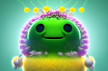 Creative portrait of an extraterrestrial, surreal and colorful style, 3D concept.