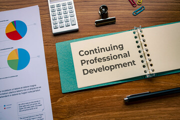 There is notebook with the word Continuing Professional Development. It is as an eye-catching image.