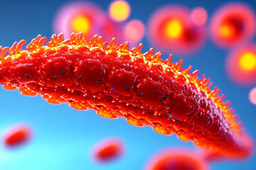 Colorful microscopic cells, a glimpse of the future of medicine, biology, and biotech. Technology, Science, Biomedicine concept.