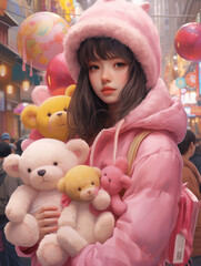 Fototapeta na wymiar girl with teddy bear