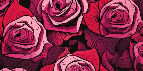 Rose cartoon illustration of a pattern with one break in the pattern