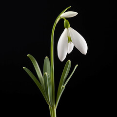 Obraz premium Snowdrop Flower, isolated on black background