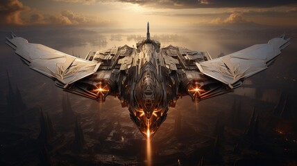 A giant fighter flying perfectly symmetrically Ai generated art