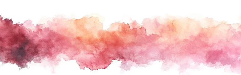 Poster Watercolor abstract background on white canvas with dynamic mix of burgundy and soft peach colors, banner, panorama © boxstock production