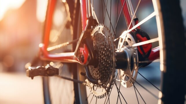 Closeup of a gear cassette on a bicycle, showcasing the wide range of gears needed for navigating hilly city terrain.