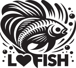 black and white fish and love icon