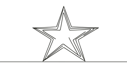 Star icon line continuous drawing vector. One line star icon vector background. Star icon. Continuous outline of a star icon