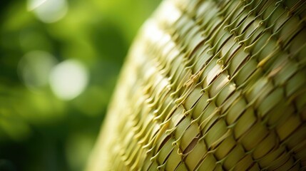 Macro shot of a biodegradable bamboo on on a sustainable fashion dress, highlighting the use of...