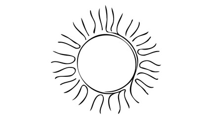 Continuous line sun art. Single line sketch sunny summer travel concept.