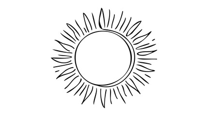 Continuous line sun art. Single line sketch sunny summer travel concept.