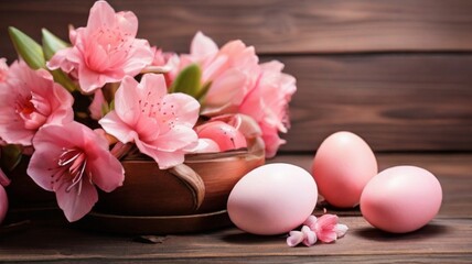 pink tulips and eggs
