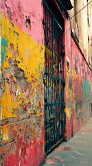 Vibrant urban graffiti wall, perfect for trendy fashion backgrounds, music album art or vibrant wallpaper designs.