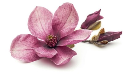Purple magnolia flower, Magnolia felix isolated on white background