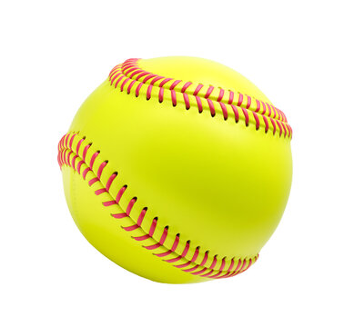 softball ball in fluorescent green color, isolated transparent background