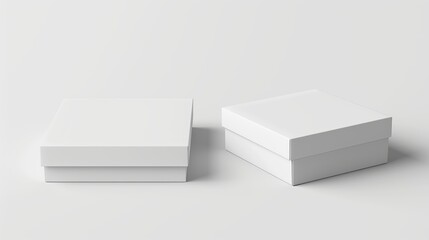 3D illustration of a simple white rectangular box with a shadow, isolated on a white background. Generated Ai
