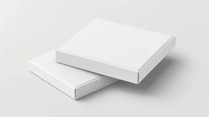 Fotobehang Discover a sleek white box - mockup for versatile, realistic product packaging. Isolated on a white background for a clean presentation. Generative AI © DARIKA