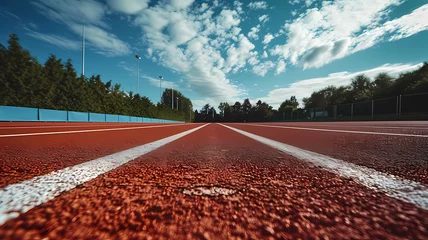 Foto op Plexiglas close up low ground angle photo of a running track outside, wide angle lens photo © Artistic Visions