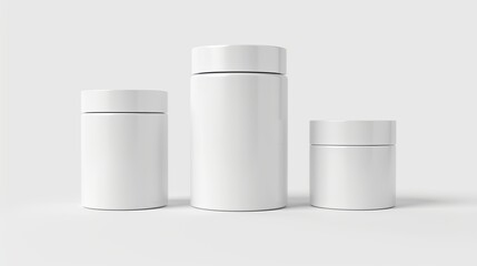 Cylinder package mockup &ndash; a white, round, Plastic empty box suitable for food, soup, tea, coffee, or cosmetic cream products. Isolated canister mockup for various applications. Generative AI