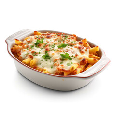 Baked Ziti isolated on white background