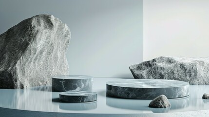 Stome minimalistic product display dcene with stone podium