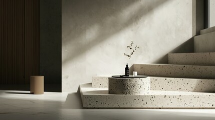 Stome minimalistic product display dcene with stone podium