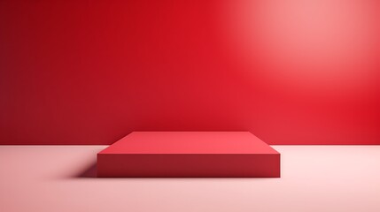 Saturated red stage podiums. Perfect for showcasing cosmetic products, gifts, and goods in a luxurious modern style. Making it an ideal template for advertising and design. Generative AI