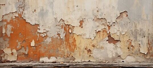 Peeling antique fresco with intricate paint layers and weathered textures, up close and captivating