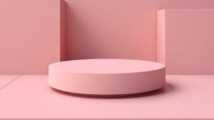 Fototapeta na wymiar Highlight product with a podium on a vibrant pink background. Perfect for product presentations, mock-ups, showcasing cosmetic products, and creating or platform scene. Generative AI